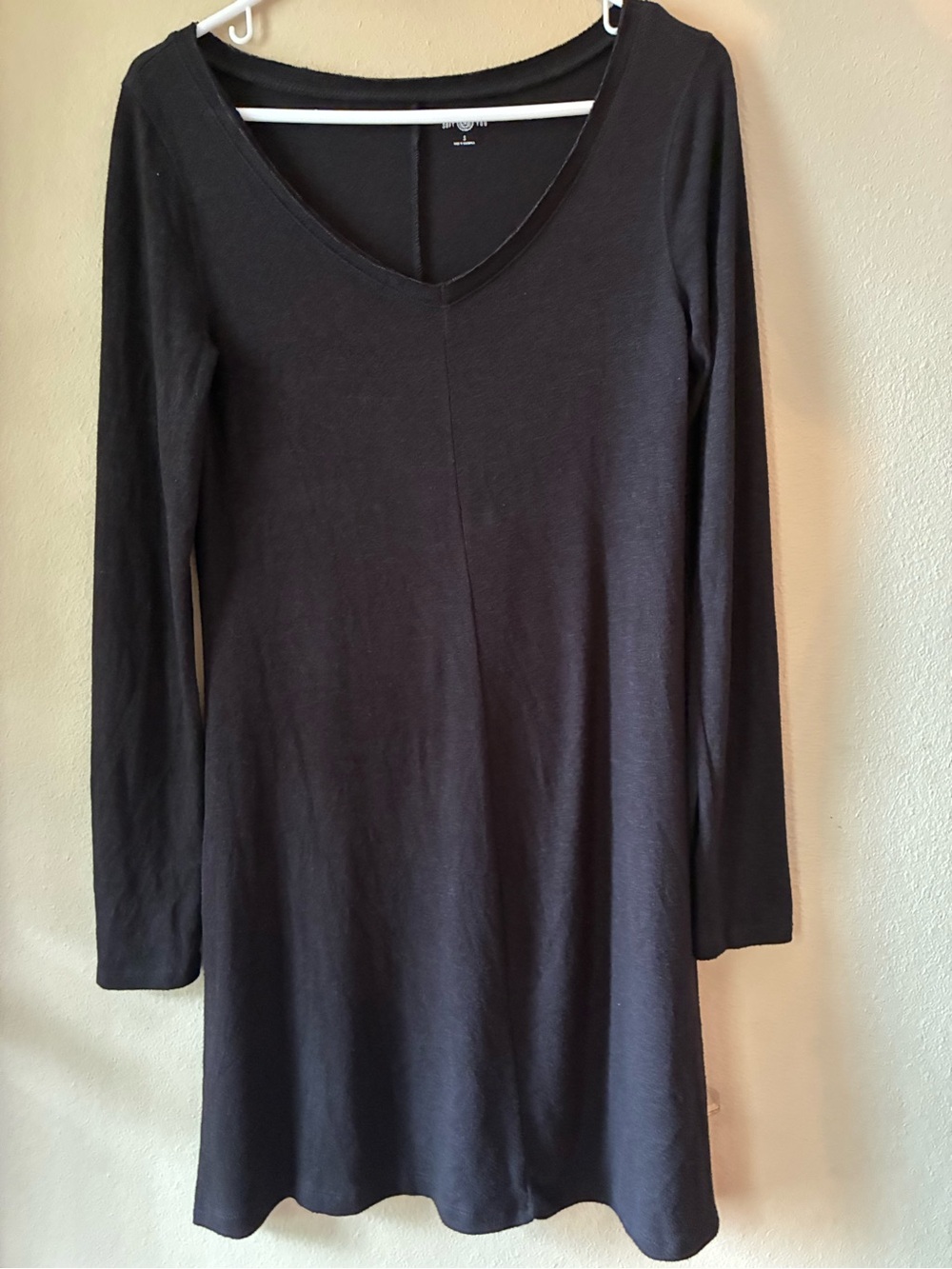 SO Black V-Neck Long Sleeve A-Line Dress